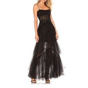 Revolve Corset Tulle Gown in Black (Prom)
